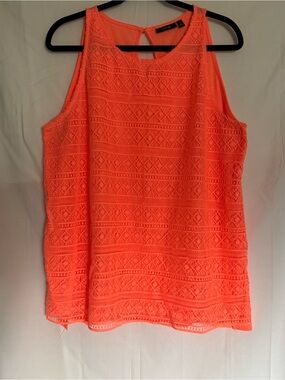 Apt. 9 Neon Coral Lace Tank Top Sleeveless Blouse Women’s Size XL